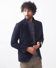 MNDCA73590 MICHEL KLEIN HOMME(ミッシェルクラン オム) へリンボン柄コンバーチブルウールジャケット ネイビー