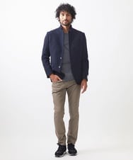 MNDCA73590 MICHEL KLEIN HOMME(ミッシェルクラン オム) へリンボン柄コンバーチブルウールジャケット ネイビー