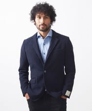 MNDCA73590 MICHEL KLEIN HOMME(ミッシェルクラン オム) へリンボン柄コンバーチブルウールジャケット ネイビー