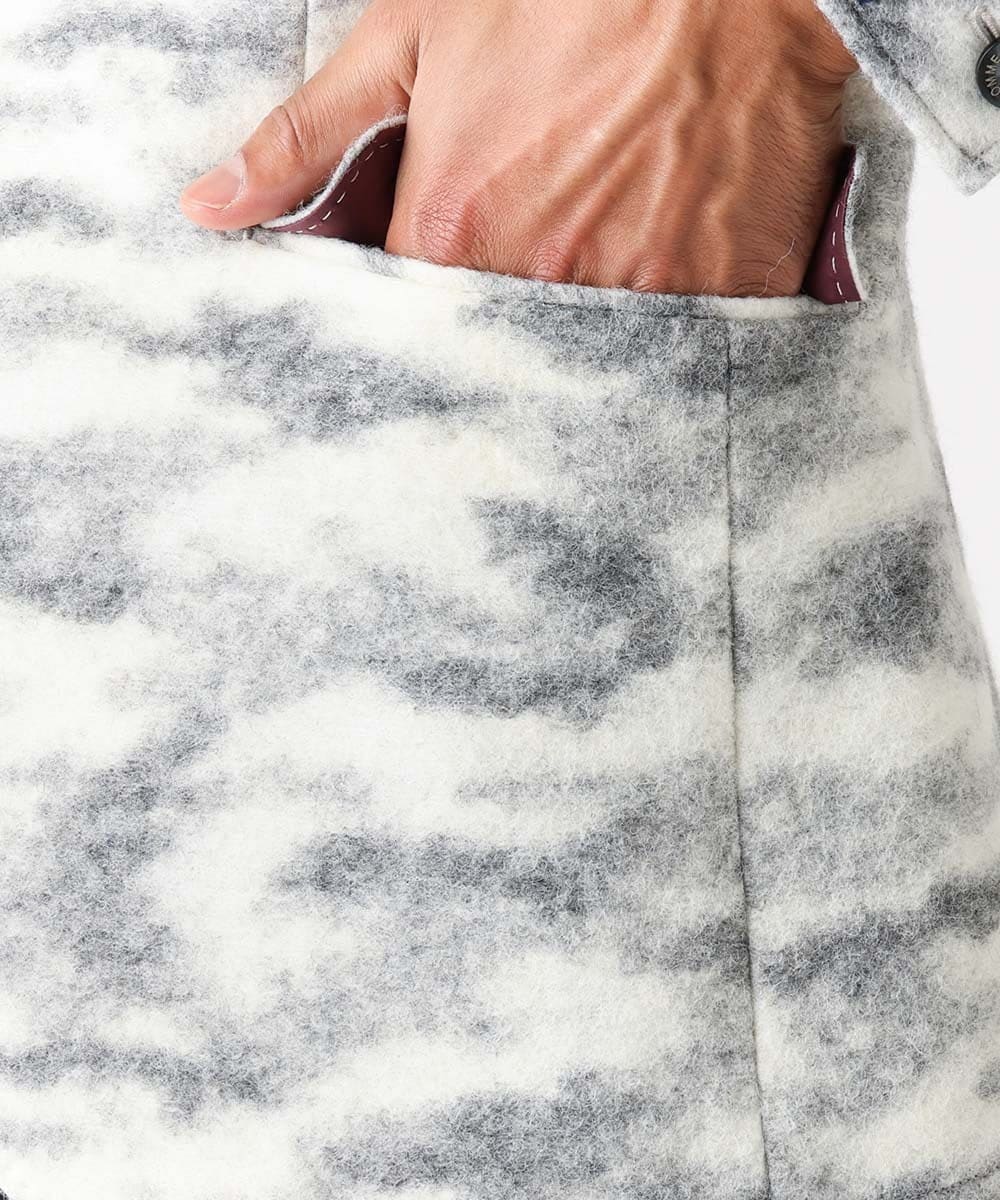 MNDCA74690 MICHEL KLEIN HOMME(ミッシェルクラン オム) 総柄コンバーチブルジャケット ホワイト