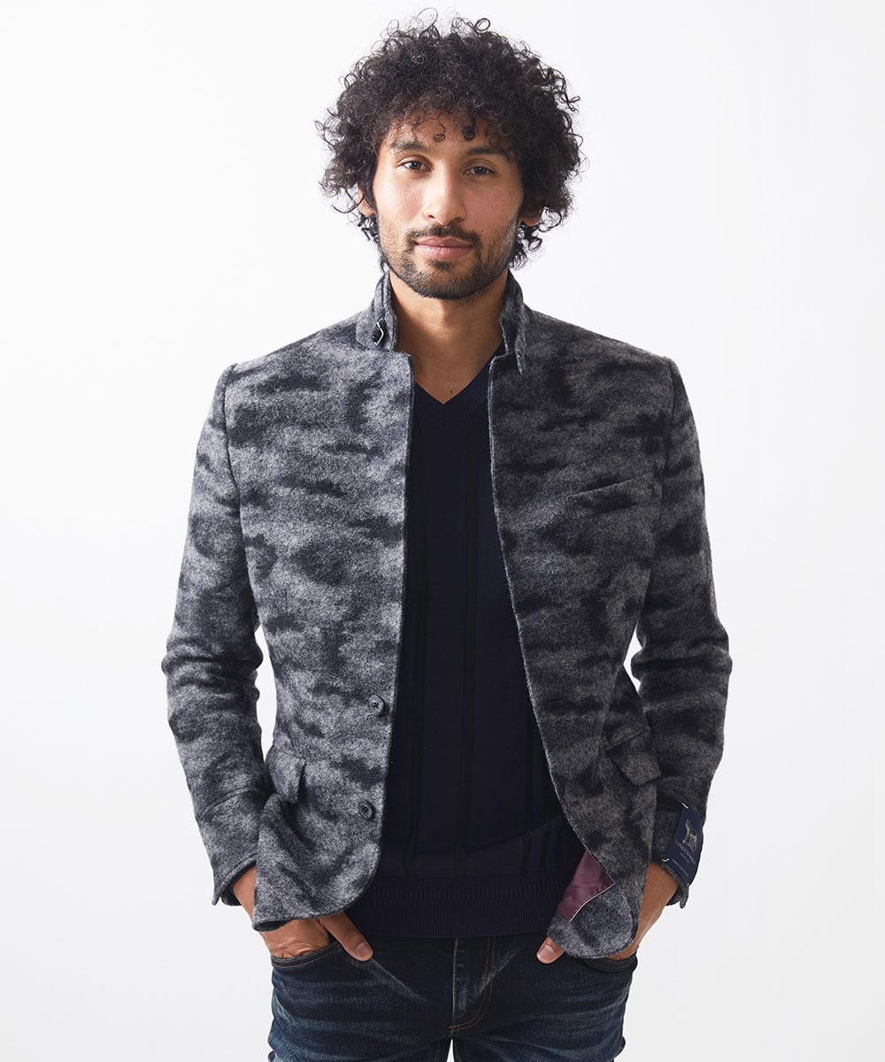 MNDCA74690 MICHEL KLEIN HOMME(ミッシェルクラン オム) 総柄コンバーチブルジャケット ブラック