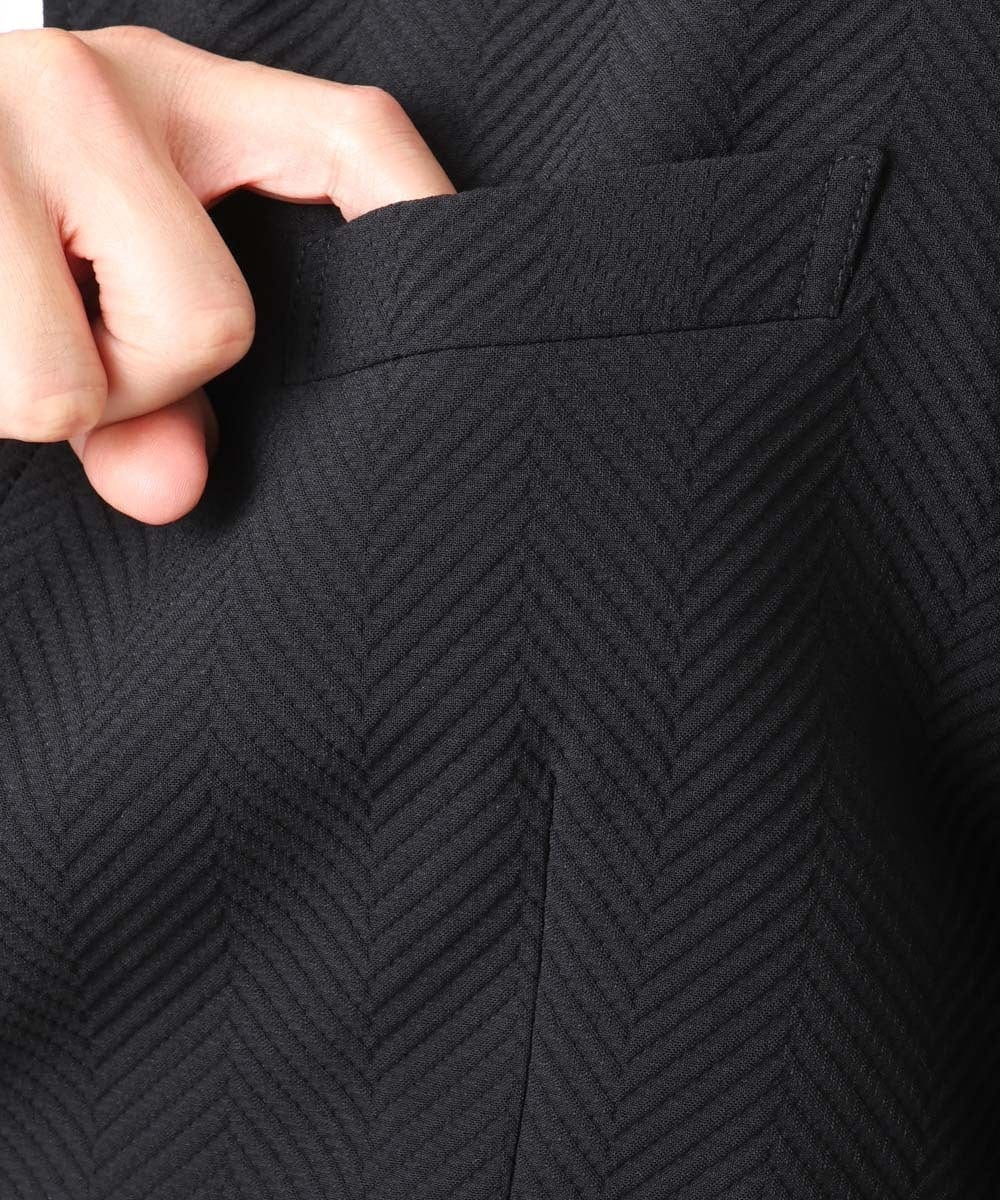 MNDCD51490 MICHEL KLEIN HOMME(ミッシェルクラン オム) 【セットアップ】ビックへリンボンコンバーチブルジャケット ブラック