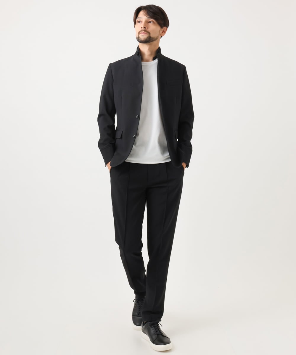 MNDCD51490 MICHEL KLEIN HOMME(ミッシェルクラン オム) 【セットアップ】ビックへリンボンコンバーチブルジャケット ブラック