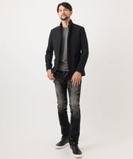 MNDCD51490 MICHEL KLEIN HOMME(ミッシェルクラン オム) 【セットアップ】ビックへリンボンコンバーチブルジャケット ブラック
