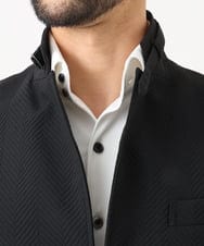 MNDCD51490 MICHEL KLEIN HOMME(ミッシェルクラン オム) 【セットアップ】ビックへリンボンコンバーチブルジャケット ブラック