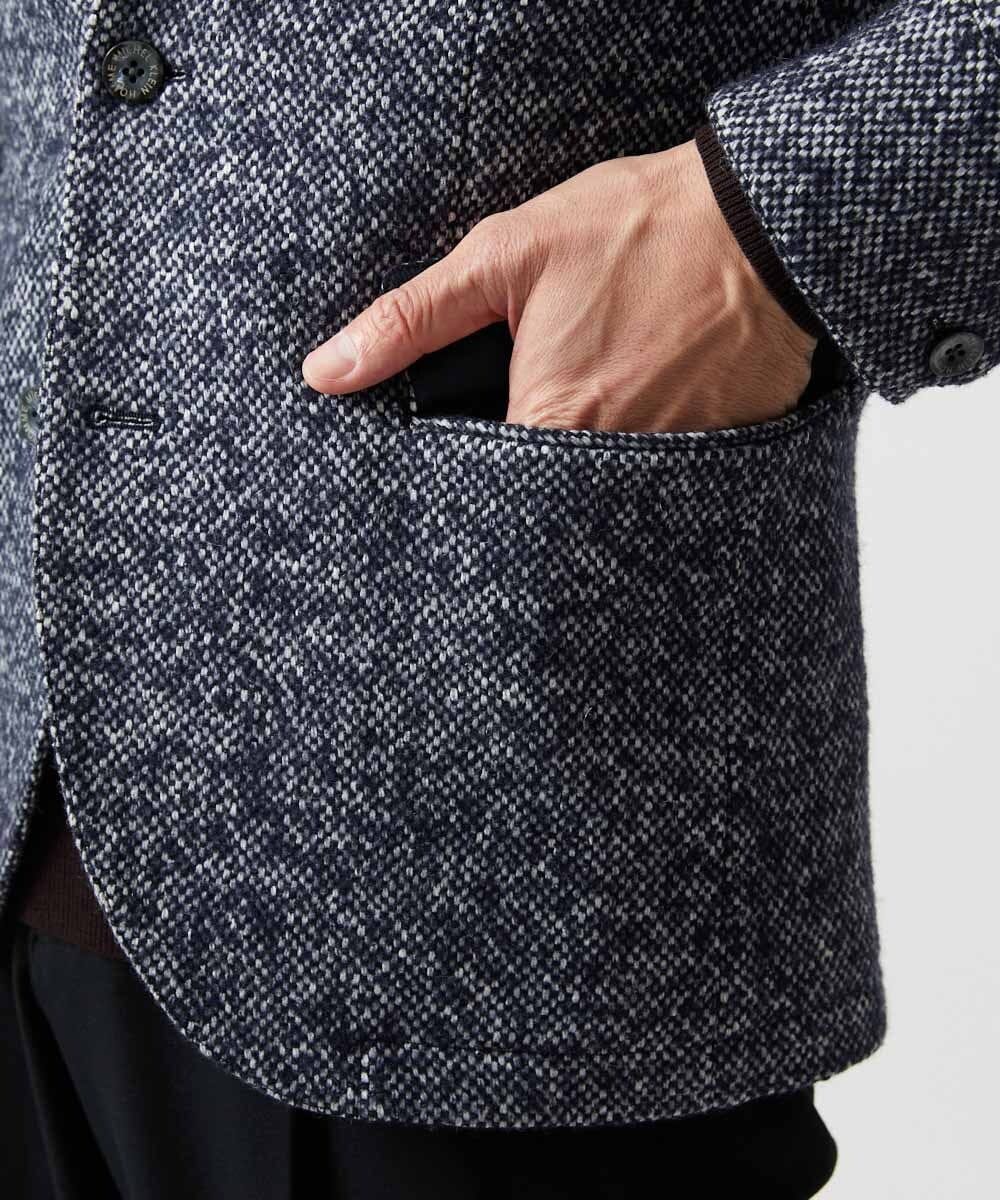 MNDCI55590 MICHEL KLEIN HOMME(ミッシェルクラン オム) ツイードコンバーチブルジャケット ネイビー