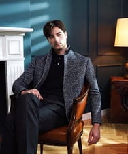 MNDCI55590 MICHEL KLEIN HOMME(ミッシェルクラン オム) ツイードコンバーチブルジャケット ネイビー