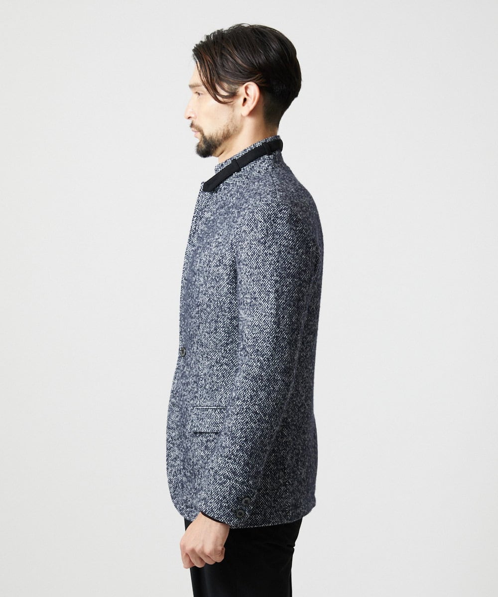 MNDCI55590 MICHEL KLEIN HOMME(ミッシェルクラン オム) ツイードコンバーチブルジャケット ネイビー