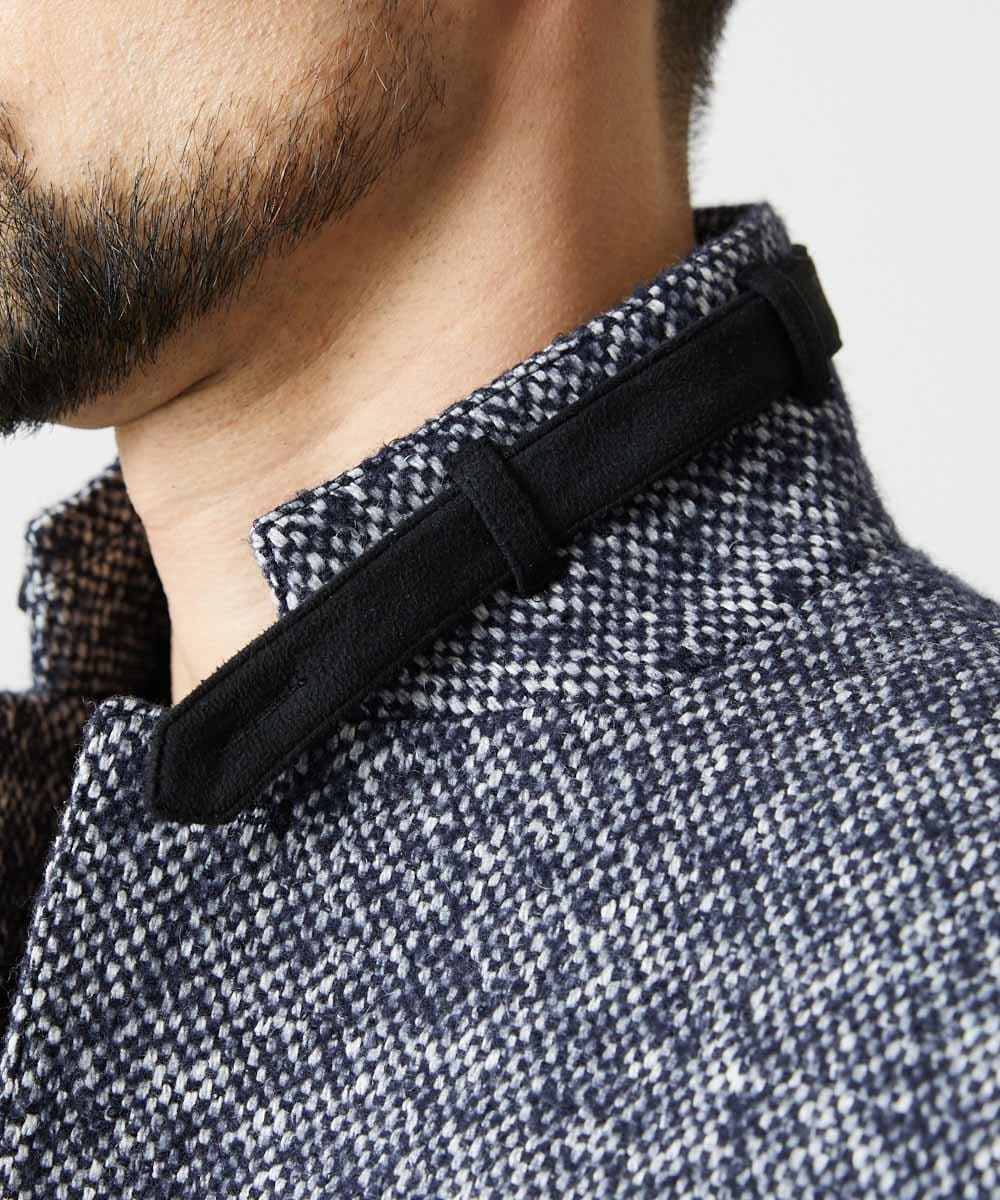 MNDCI55590 MICHEL KLEIN HOMME(ミッシェルクラン オム) ツイードコンバーチブルジャケット ネイビー