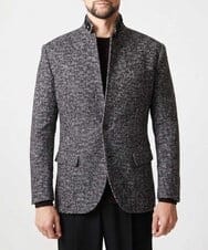 MNDCI55590 MICHEL KLEIN HOMME(ミッシェルクラン オム) ツイードコンバーチブルジャケット ブラック