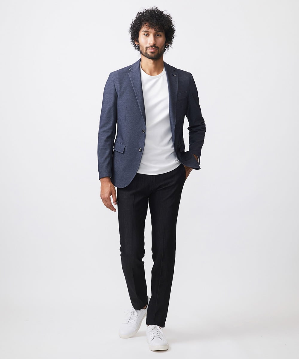 MNDDA03430 MICHEL KLEIN HOMME(ミッシェルクラン オム) 【セットアップ】ジャージテーラードジャケット ネイビー