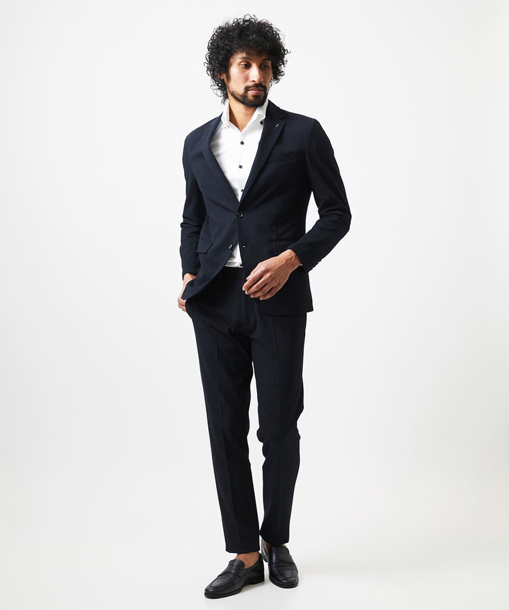 MNDDA03430 MICHEL KLEIN HOMME(ミッシェルクラン オム) 【セットアップ】ジャージテーラードジャケット ブラック