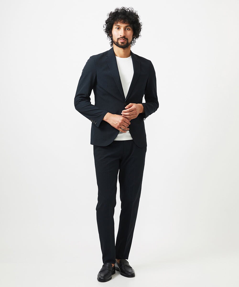 MNDDA03430 MICHEL KLEIN HOMME(ミッシェルクラン オム) 【セットアップ】ジャージテーラードジャケット ブラック