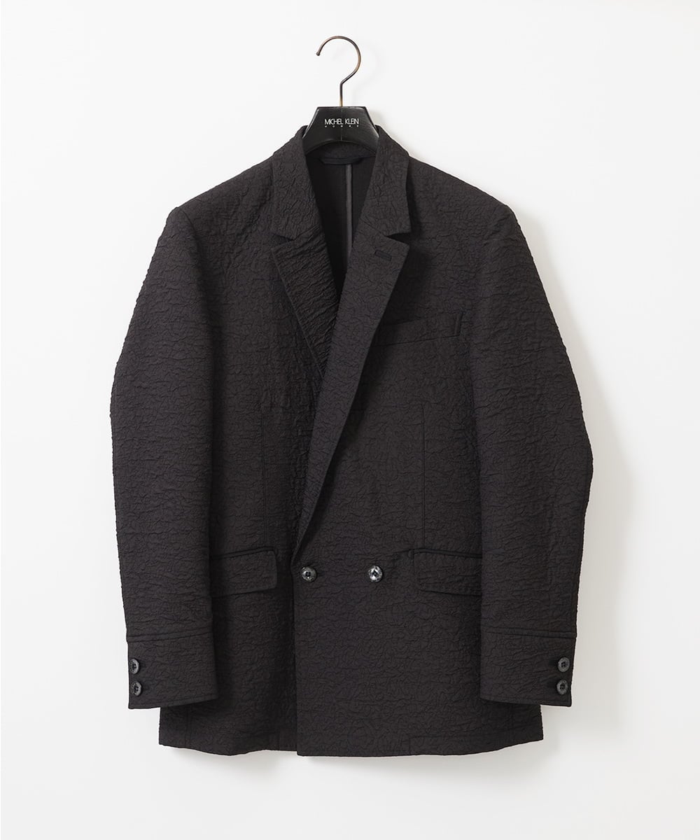 MNDDA52450 MICHEL KLEIN HOMME(ミッシェルクラン オム) 【セットアップ】ジャガードダブルジャケット ブラック