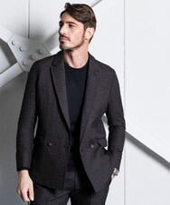 MNDDA52450 MICHEL KLEIN HOMME(ミッシェルクラン オム) 【セットアップ】ジャガードダブルジャケット ブラック