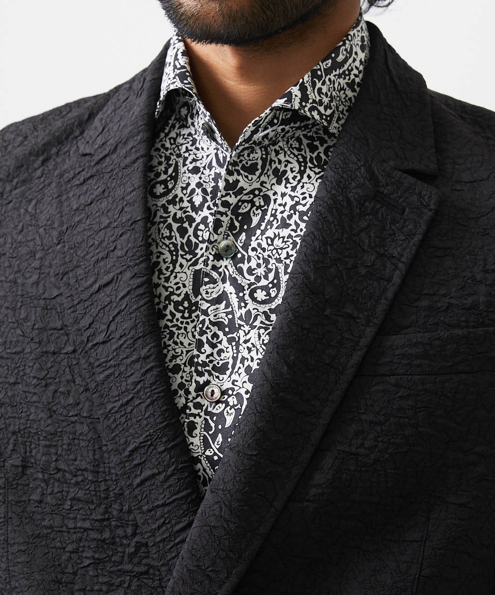 MNDDA52450 MICHEL KLEIN HOMME(ミッシェルクラン オム) 【セットアップ】ジャガードダブルジャケット ブラック