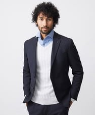 MNDDC09430 MICHEL KLEIN HOMME(ミッシェルクラン オム) ツィード調ストレッチテーラードジャケット セットアップ ネイビー