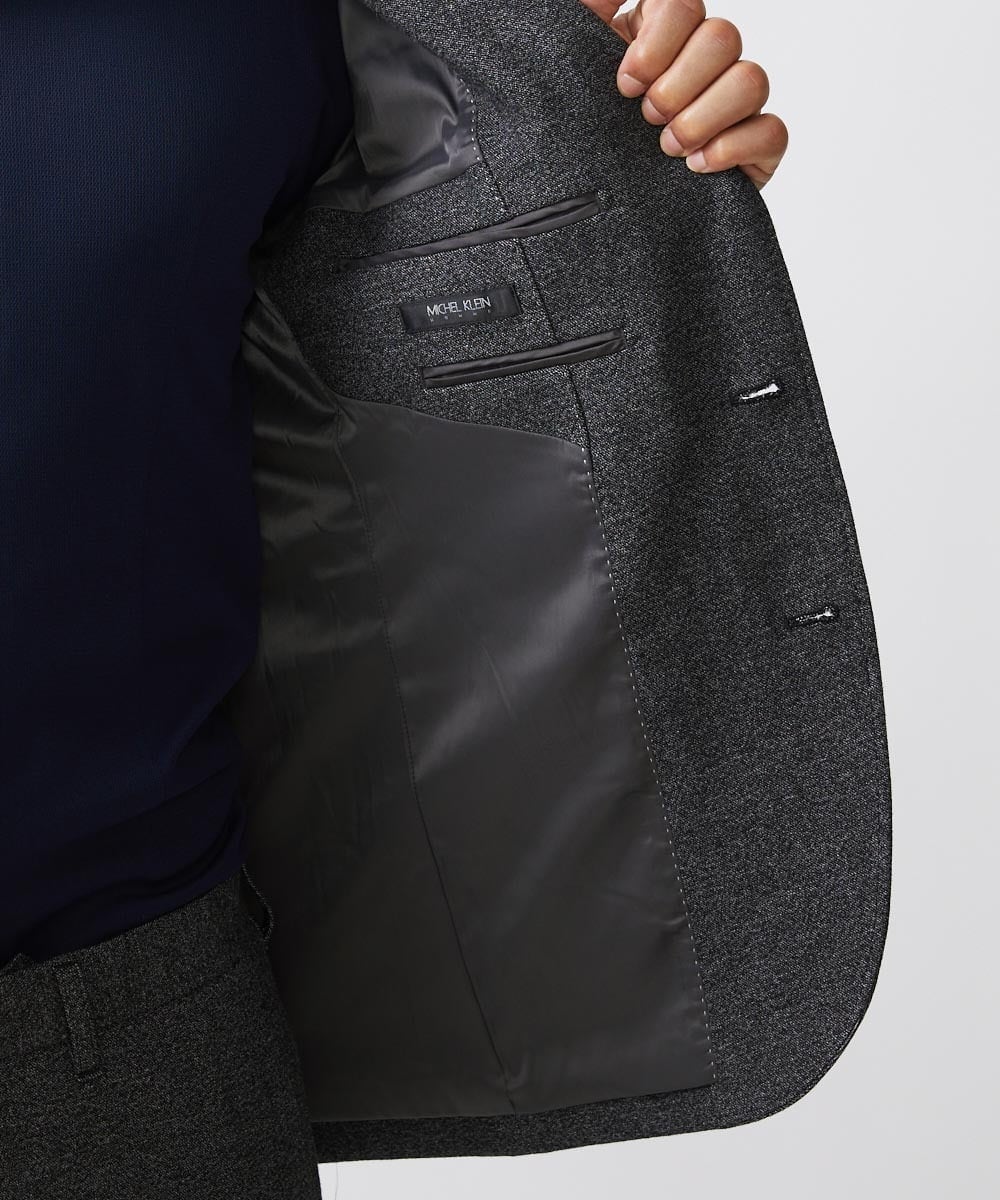 MNDDC09430 MICHEL KLEIN HOMME(ミッシェルクラン オム) ツィード調ストレッチテーラードジャケット セットアップ ダークグレー