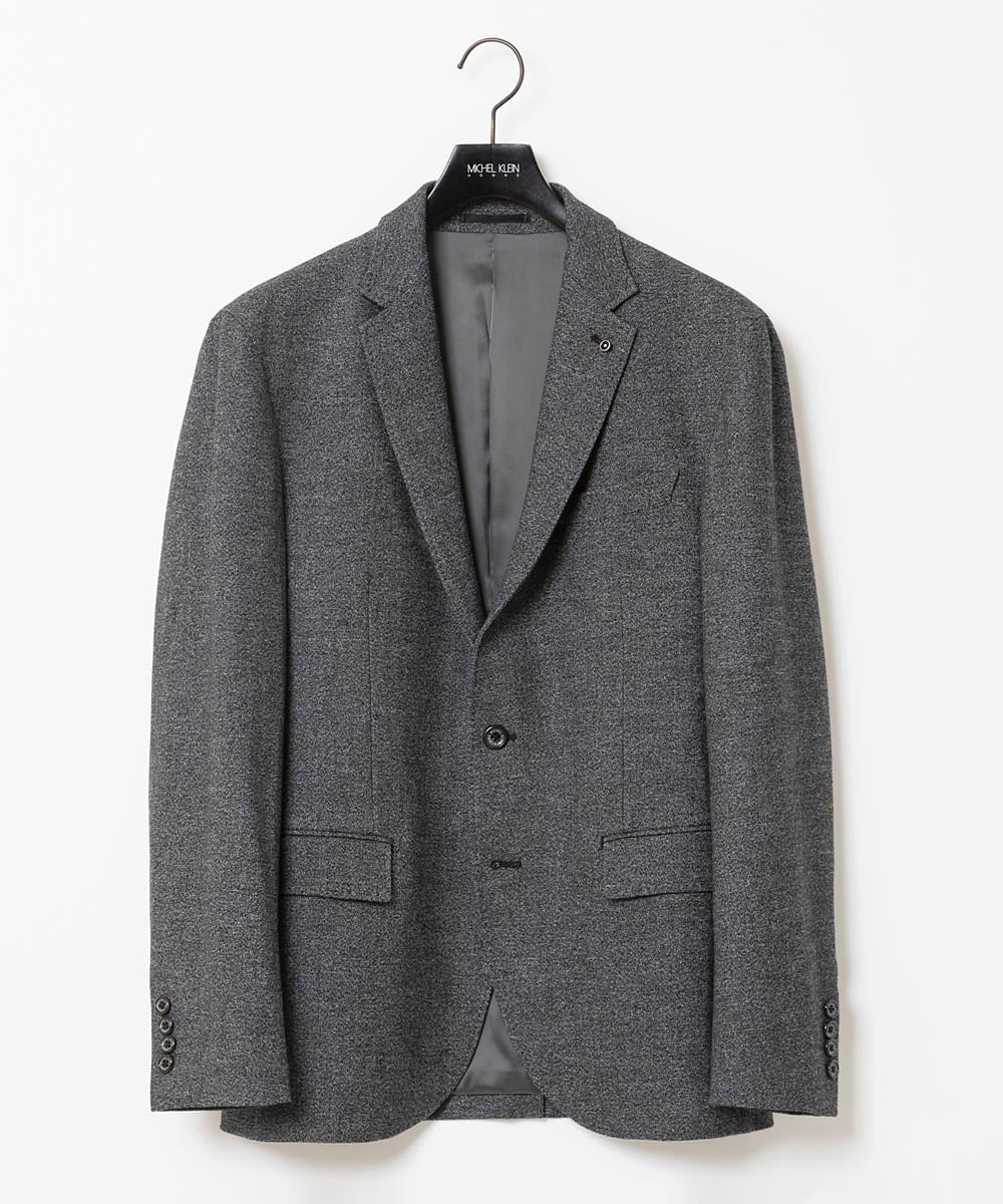 MNDDC09430 MICHEL KLEIN HOMME(ミッシェルクラン オム) ツィード調ストレッチテーラードジャケット セットアップ ダークグレー