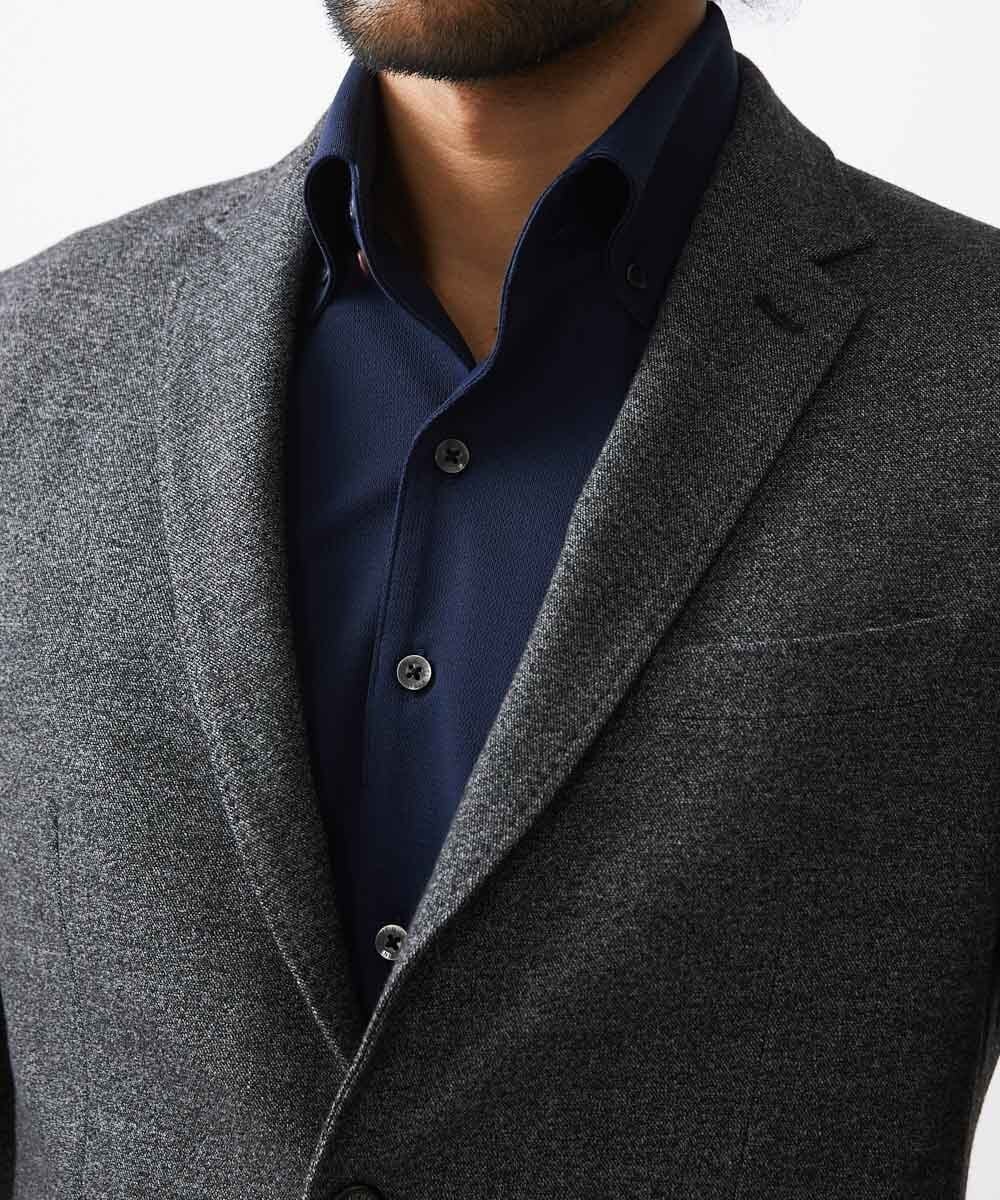 MNDDC09430 MICHEL KLEIN HOMME(ミッシェルクラン オム) ツィード調ストレッチテーラードジャケット セットアップ ダークグレー