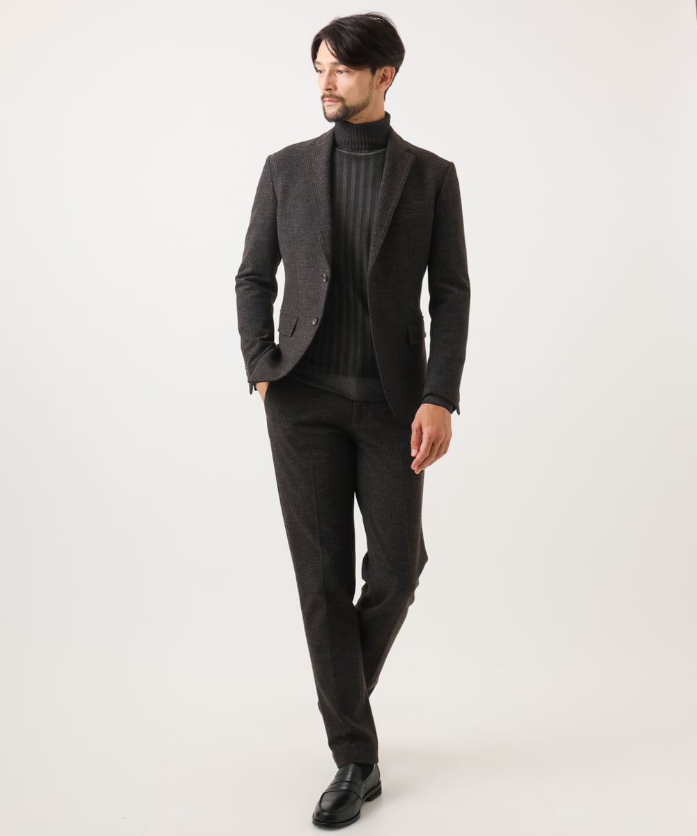 MNDDF05490 MICHEL KLEIN HOMME(ミッシェルクラン オム) ストライプテーラードジャケット ブラウン