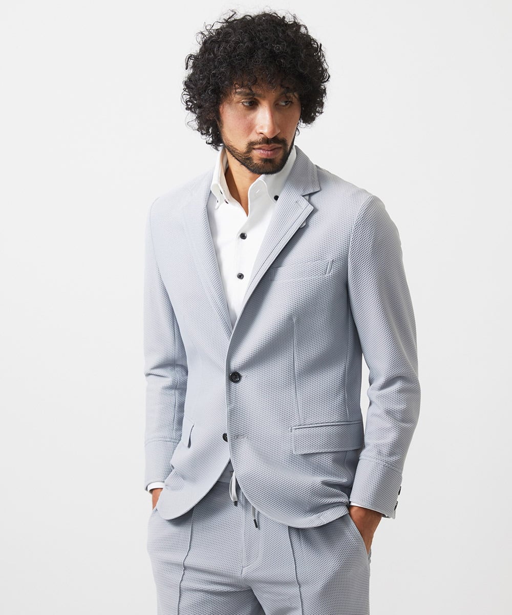 MNDGC56430 MICHEL KLEIN HOMME(ミッシェルクラン オム) 【セットアップ】ストレッチコンバーチブルジャケット ライトグレー