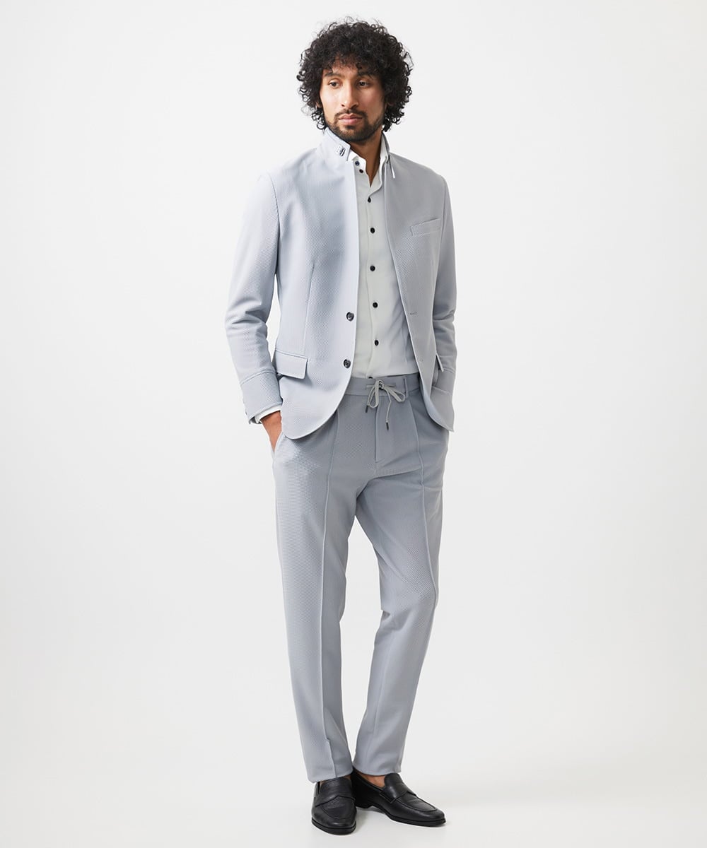 MNDGC56430 MICHEL KLEIN HOMME(ミッシェルクラン オム) 【セットアップ】ストレッチコンバーチブルジャケット ライトグレー