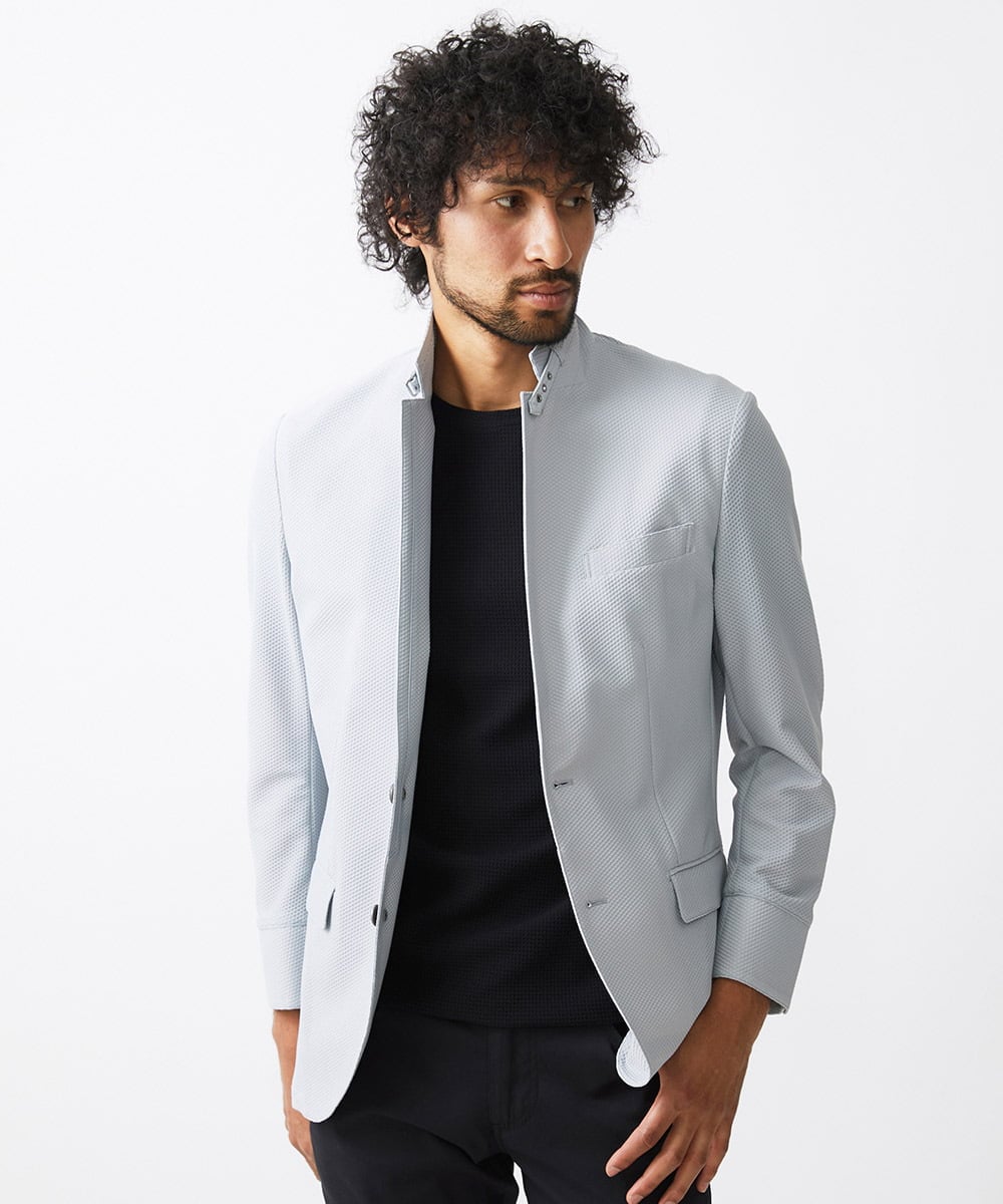 MNDGC56430 MICHEL KLEIN HOMME(ミッシェルクラン オム) 【セットアップ】ストレッチコンバーチブルジャケット ライトグレー