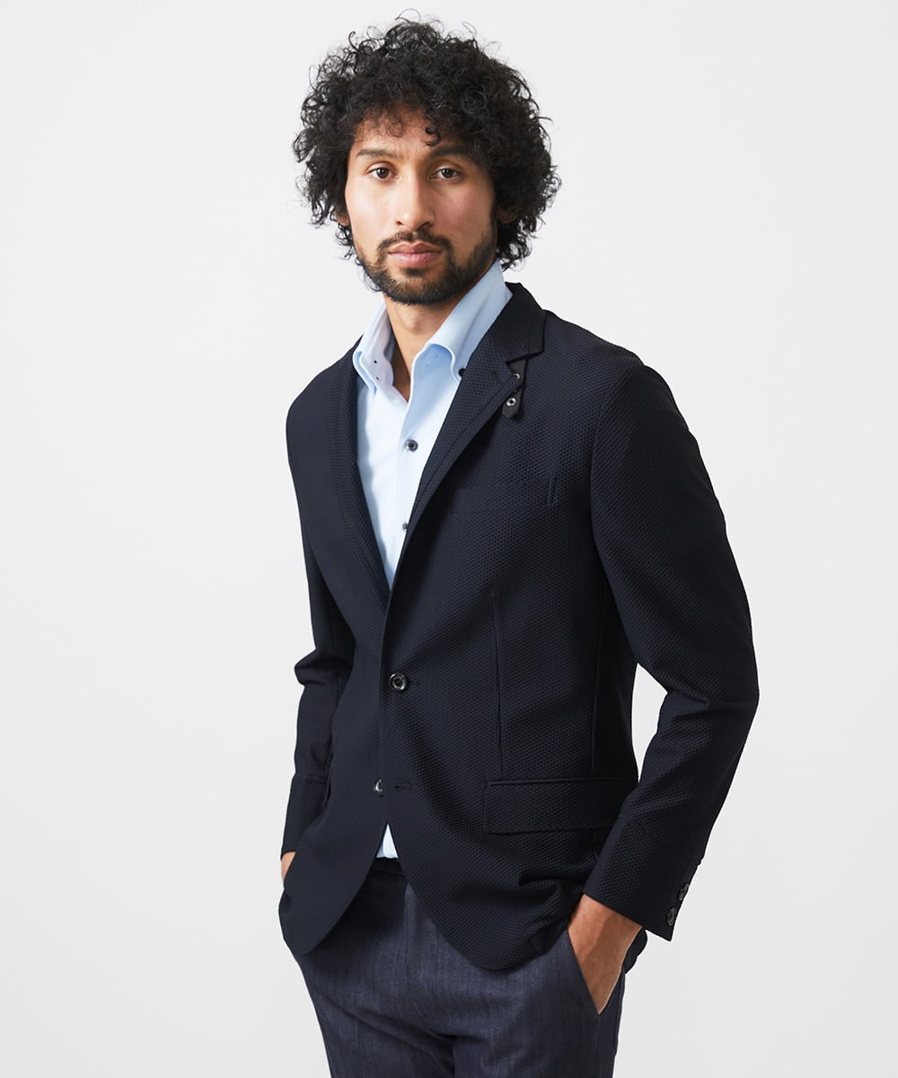 MNDGC56430 MICHEL KLEIN HOMME(ミッシェルクラン オム) 【セットアップ】ストレッチコンバーチブルジャケット ブラック