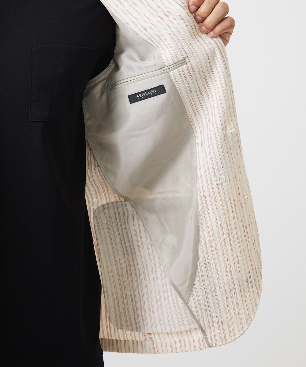 MNDGC60450 MICHEL KLEIN HOMME(ミッシェルクラン オム) ストライプ柄コンバーチブルジャケット レッド