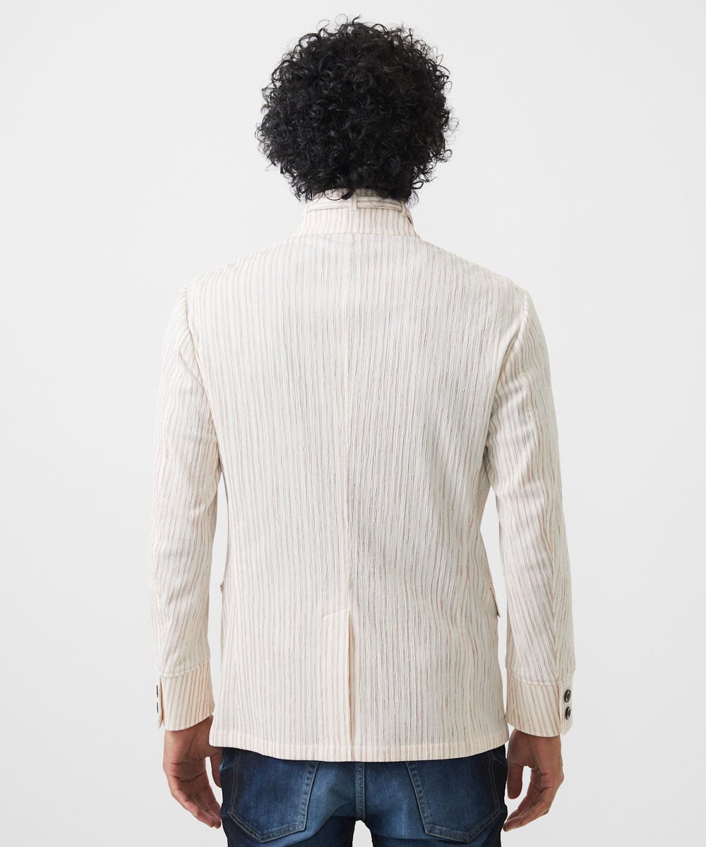MNDGC60450 MICHEL KLEIN HOMME(ミッシェルクラン オム) ストライプ柄コンバーチブルジャケット レッド