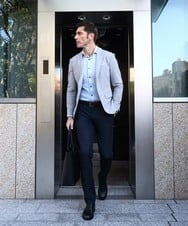 MNDGD03430 MICHEL KLEIN HOMME(ミッシェルクラン オム) 【セットアップ】コットンライクストレッチテーラードジャケット グレー