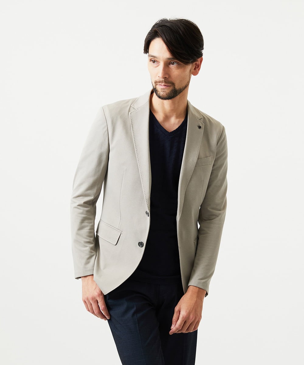 MNDGD54400 MICHEL KLEIN HOMME(ミッシェルクラン オム) 【セットアップ】メッシュテーラードジャケット ベージュ