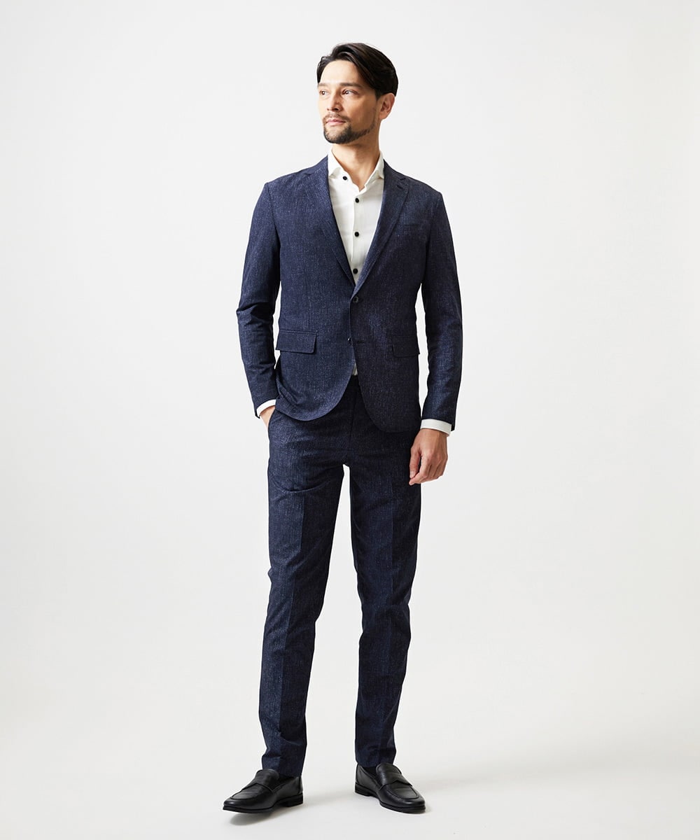 MNDGF06430 MICHEL KLEIN HOMME(ミッシェルクラン オム) 【セットアップ】メッシュプリントテーラードジャケット ネイビー