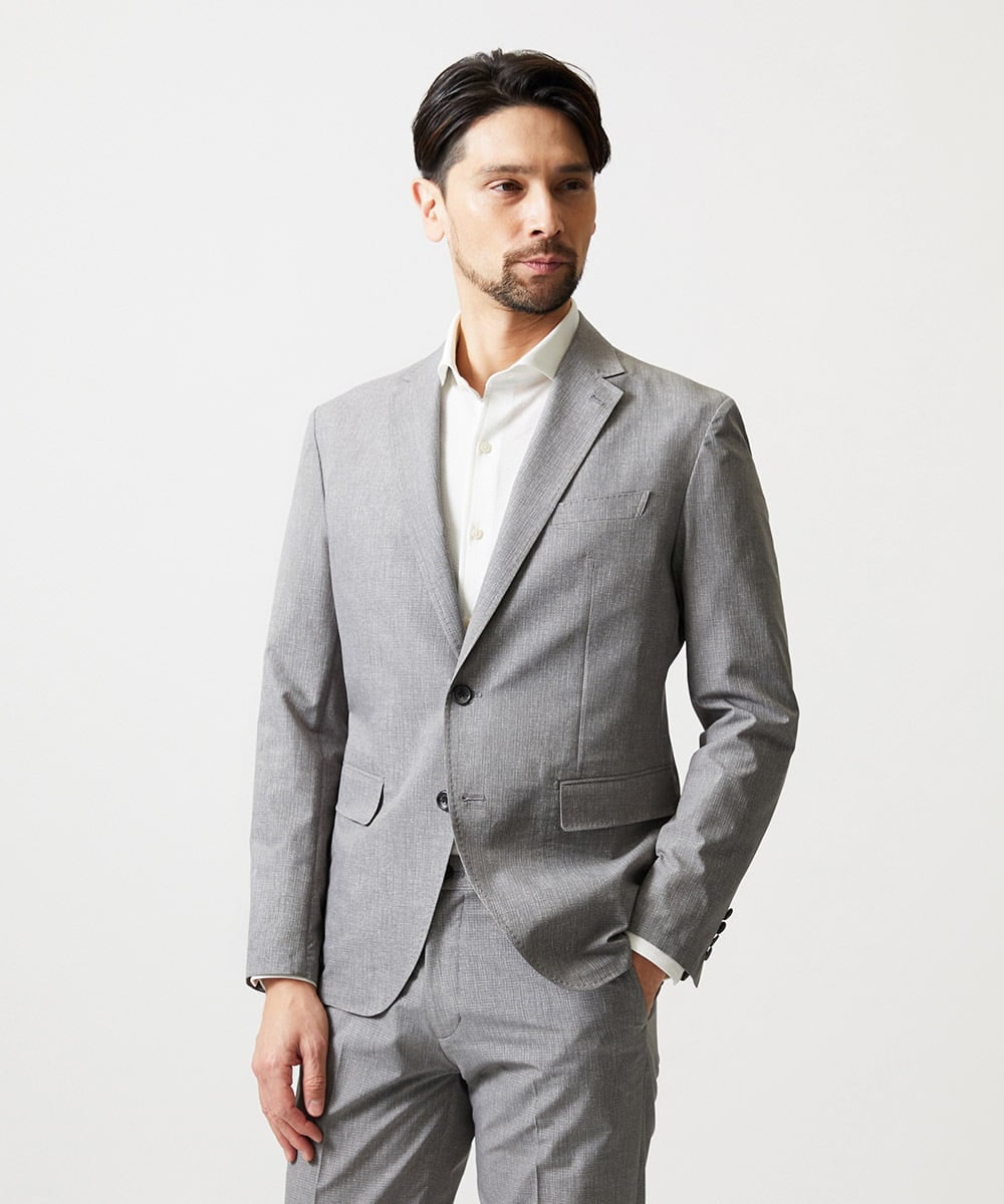 MNDGF06430 MICHEL KLEIN HOMME(ミッシェルクラン オム) 【セットアップ】メッシュプリントテーラードジャケット ライトグレー