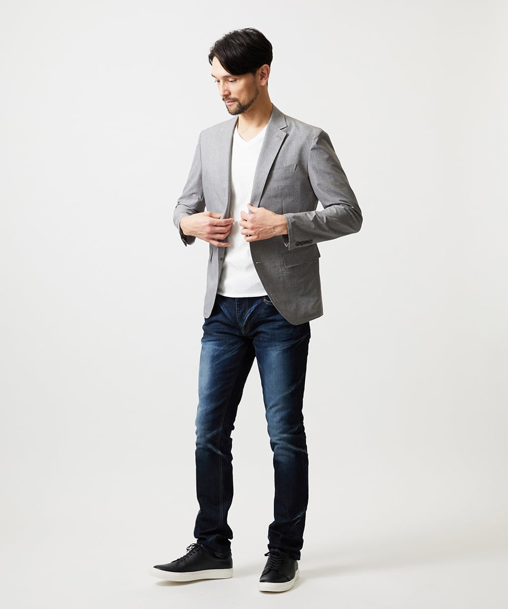 MNDGF06430 MICHEL KLEIN HOMME(ミッシェルクラン オム) 【セットアップ】メッシュプリントテーラードジャケット ライトグレー