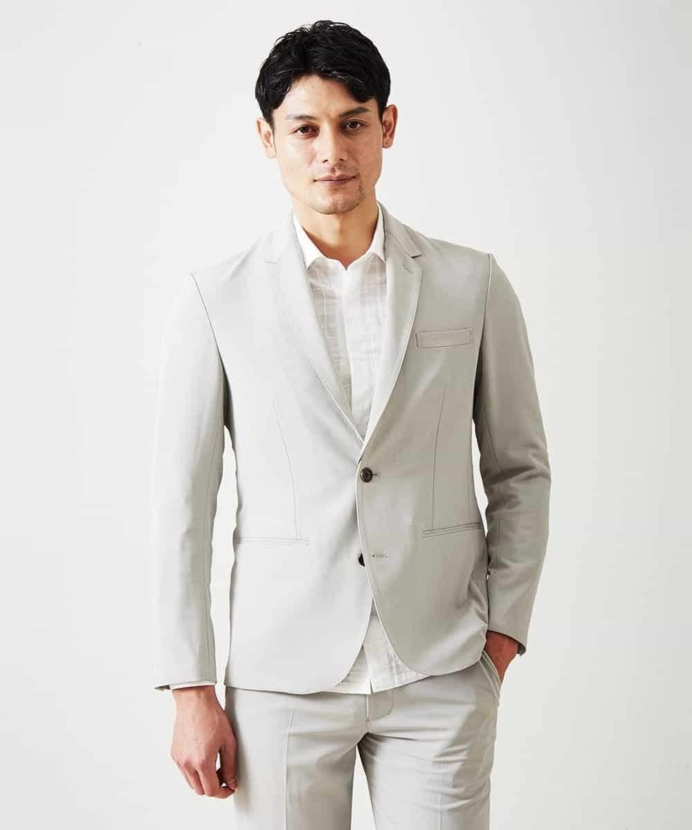 MNDGP06430 MICHEL KLEIN HOMME(ミッシェルクラン オム) テーラーカラー付きノーカラージャケット ベージュ