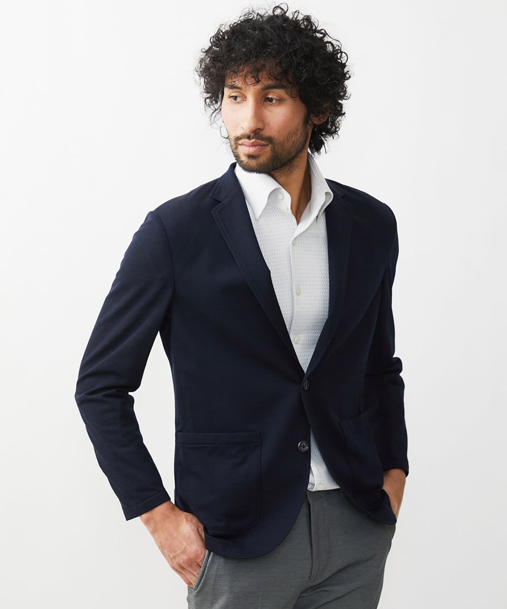 MNDGX03330 MICHEL KLEIN HOMME(ミッシェルクラン オム) サーフニットジャケット ネイビー