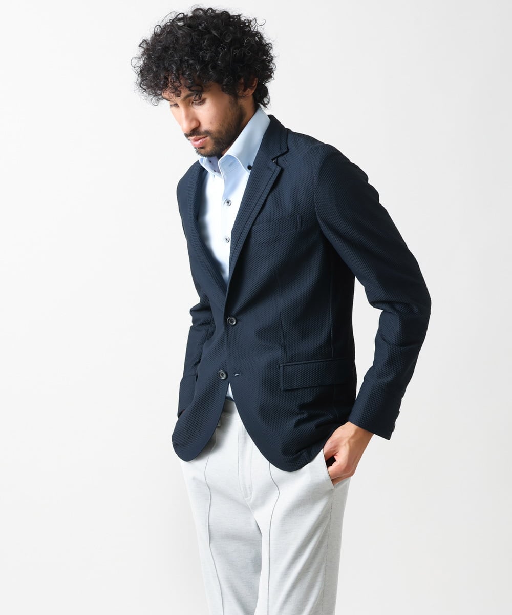 MNDGX56430 MICHEL KLEIN HOMME(ミッシェルクラン オム) ストレッチコンバーチブルジャケット ネイビー