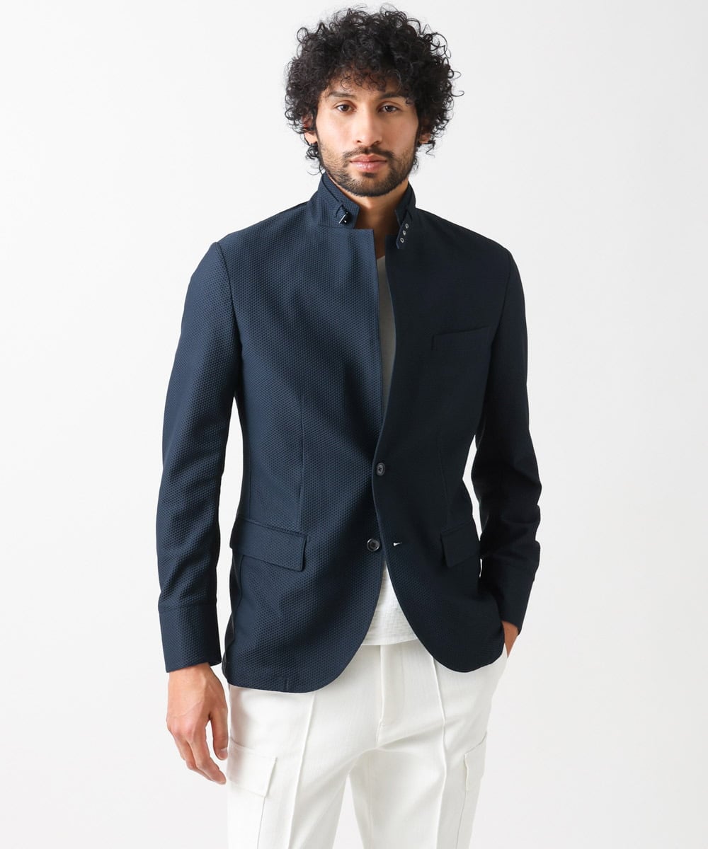 MNDGX56430 MICHEL KLEIN HOMME(ミッシェルクラン オム) ストレッチコンバーチブルジャケット ネイビー