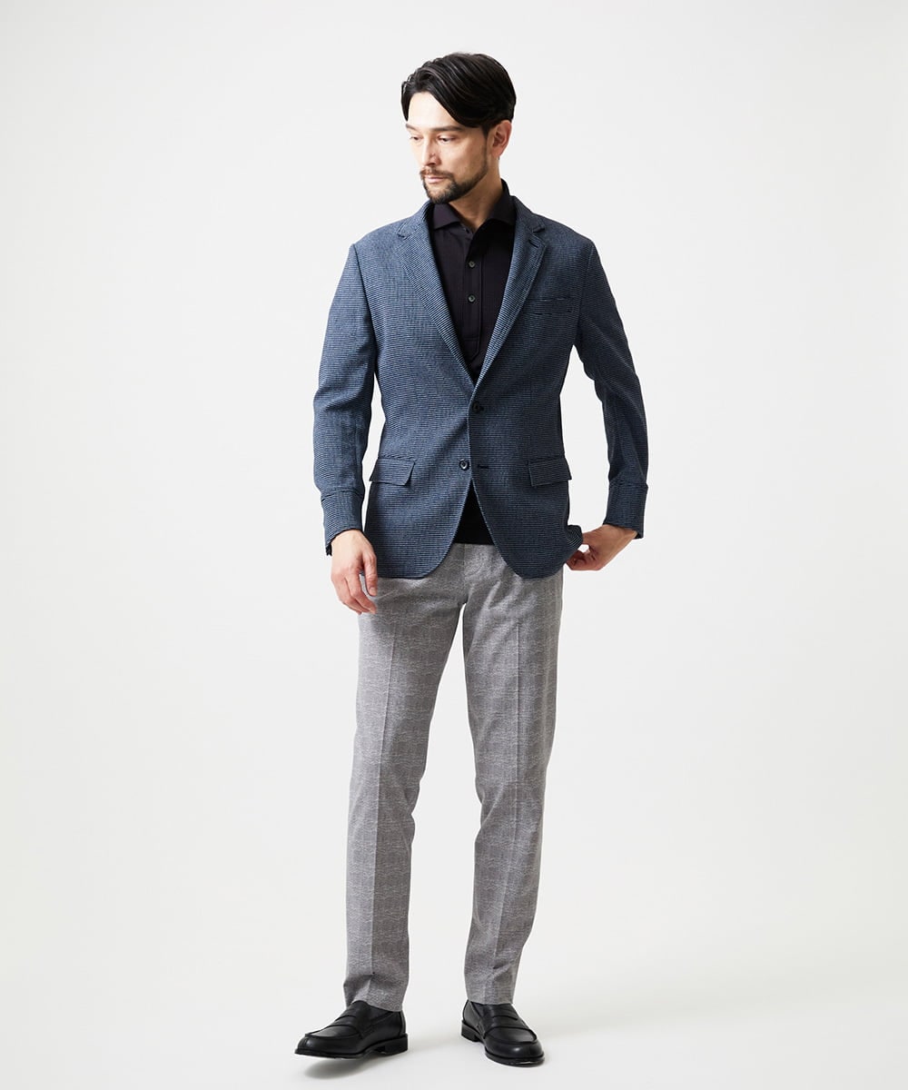 MNDHF59490 MICHEL KLEIN HOMME(ミッシェルクラン オム) スラブメッシュコンバーチブルジャケット ネイビー