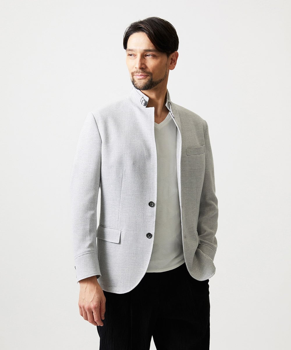 MNDHF59490 MICHEL KLEIN HOMME(ミッシェルクラン オム) スラブメッシュコンバーチブルジャケット ライトグレー