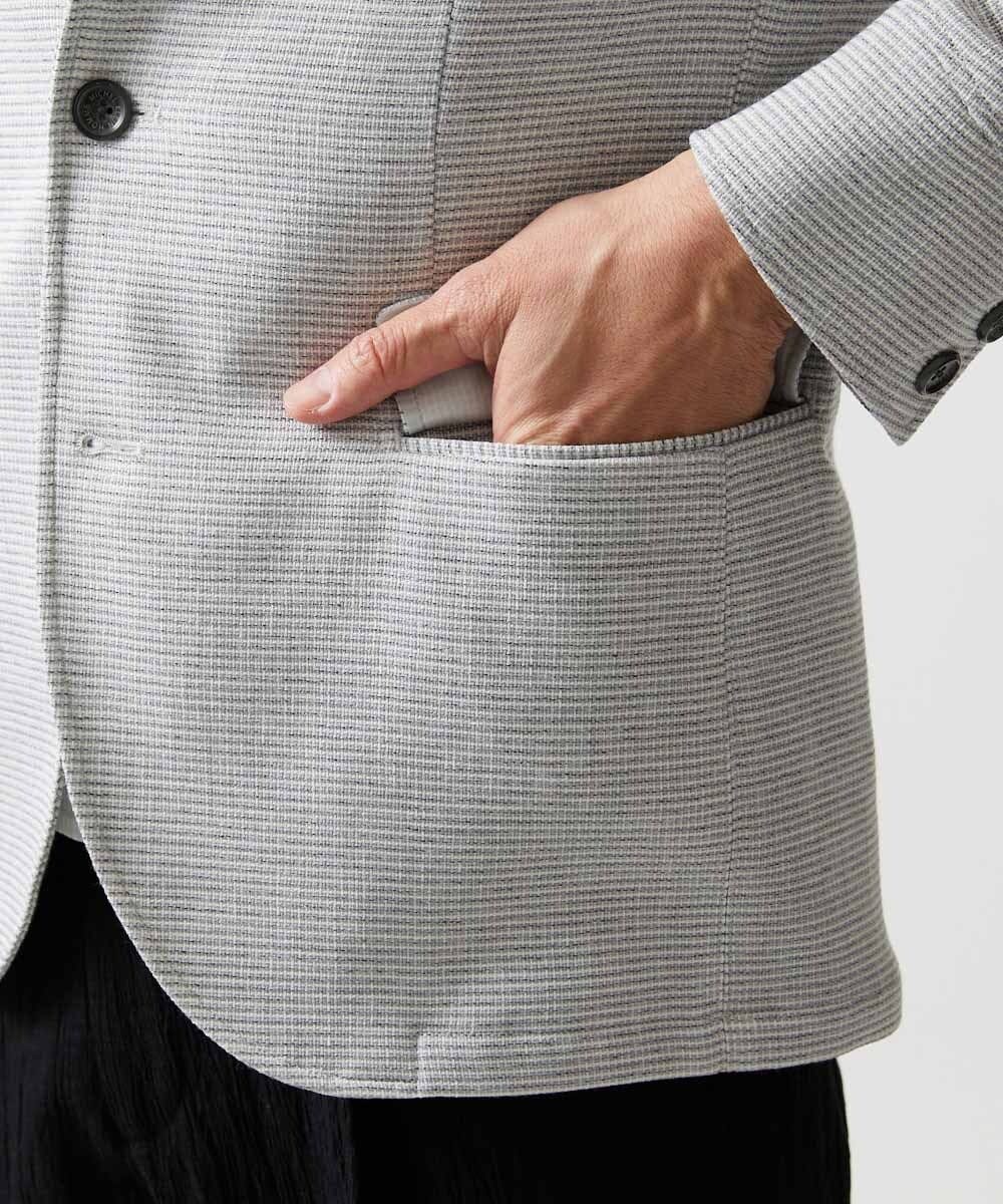 MNDHF59490 MICHEL KLEIN HOMME(ミッシェルクラン オム) スラブメッシュコンバーチブルジャケット ライトグレー