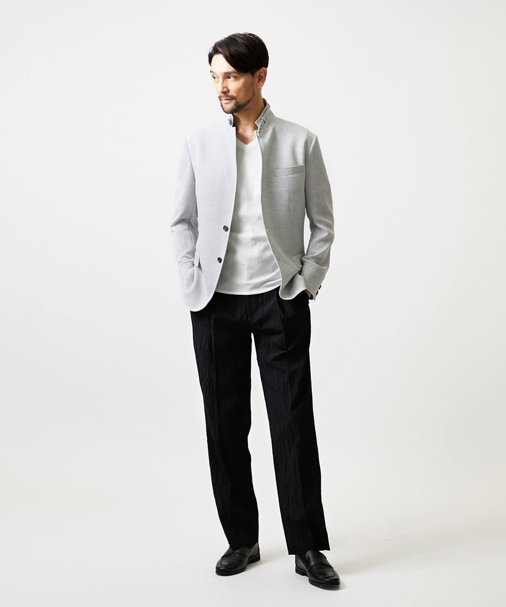 MNDHF59490 MICHEL KLEIN HOMME(ミッシェルクラン オム) スラブメッシュコンバーチブルジャケット ライトグレー