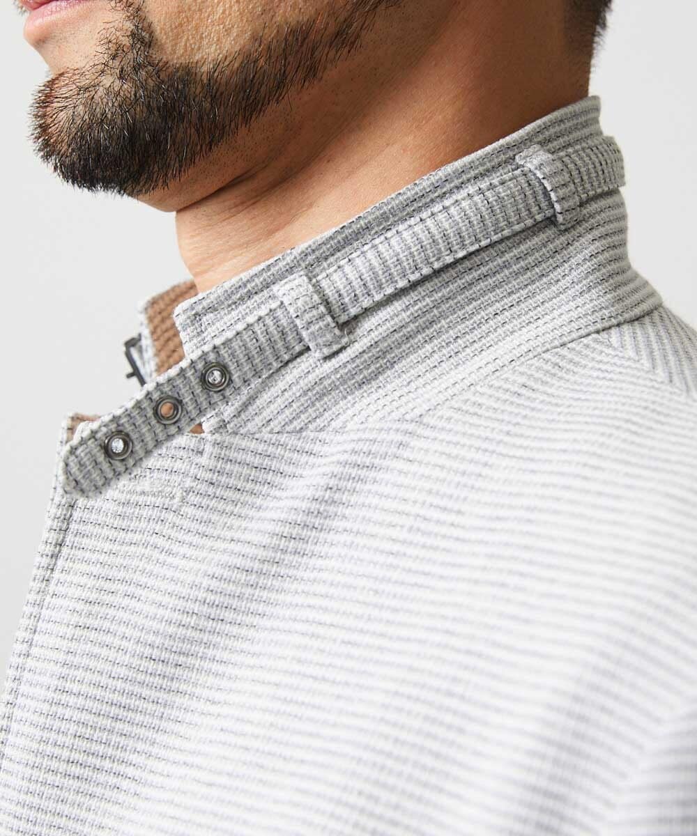 MNDHF59490 MICHEL KLEIN HOMME(ミッシェルクラン オム) スラブメッシュコンバーチブルジャケット ライトグレー