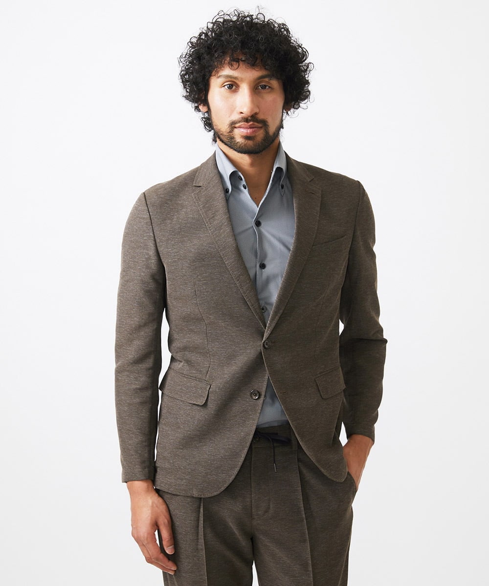 MNDJC07450 MICHEL KLEIN HOMME(ミッシェルクラン オム) 【セットアップ】カラミメッシュテーラードジャケット ブラウン