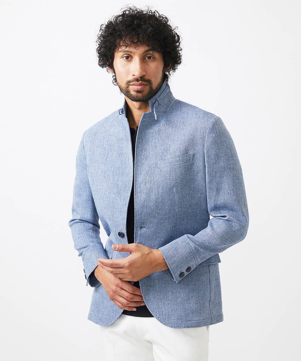 MNDJC62470 MICHEL KLEIN HOMME(ミッシェルクラン オム) カラミメッシュコンバーチブルジャケット ブルー