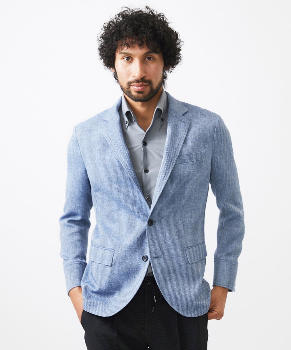 MNDJC62470 MICHEL KLEIN HOMME(ミッシェルクラン オム) カラミメッシュコンバーチブルジャケット ブルー
