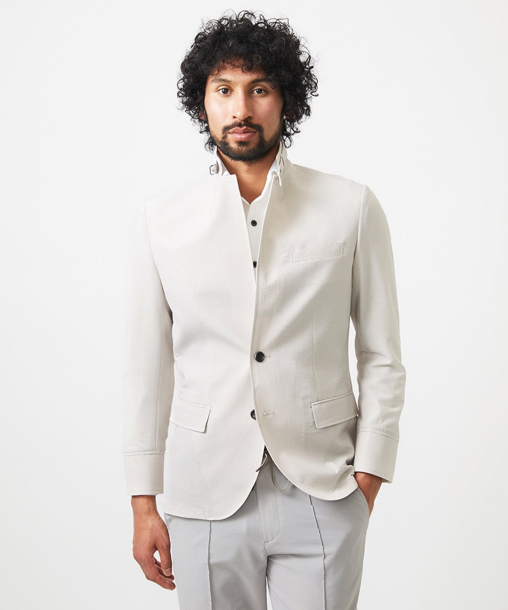 MNDJC63470 MICHEL KLEIN HOMME(ミッシェルクラン オム) メッシュ調コンバーチブルジャケット オフホワイト