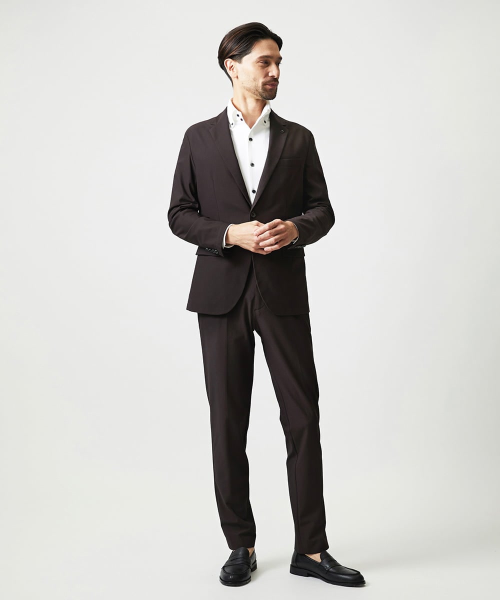 MNDJF01430 MICHEL KLEIN HOMME(ミッシェルクラン オム) 【セットアップ】トリコットメッシュテーラードジャケット ブラウン
